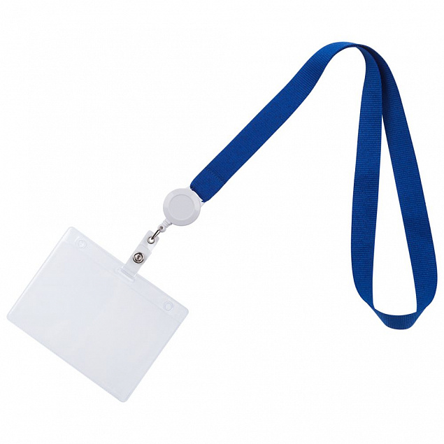Лента для бейджа Retract, синий с логотипом в Самаре заказать по выгодной цене в кибермаркете AvroraStore