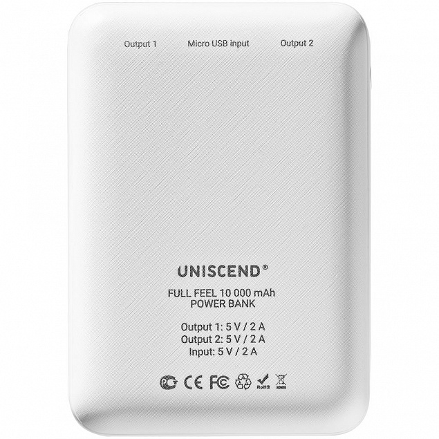 Внешний аккумулятор Uniscend Full Feel 10000 mAh с индикатором заряда, белый с логотипом в Самаре заказать по выгодной цене в кибермаркете AvroraStore