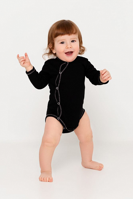 Боди детское Baby Prime, черное с логотипом в Самаре заказать по выгодной цене в кибермаркете AvroraStore