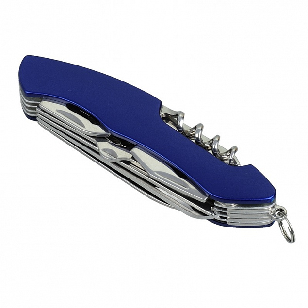 Карманный нож Mainz с 12 функциями, синий с логотипом в Самаре заказать по выгодной цене в кибермаркете AvroraStore