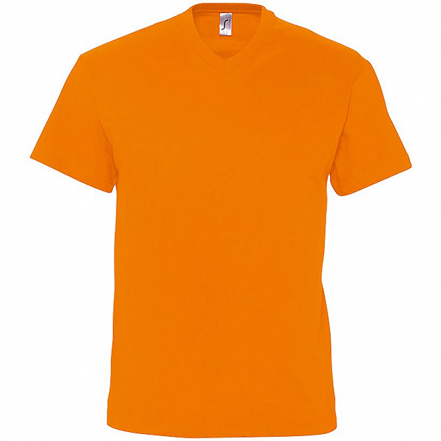 Футболка мужская с V-образным вырезом Victory 150, оранжевая с логотипом в Самаре заказать по выгодной цене в кибермаркете AvroraStore