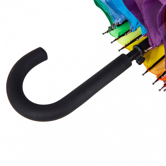 Зонт-трость  "Радуга", пластиковая ручка, полуавтомат с логотипом в Самаре заказать по выгодной цене в кибермаркете AvroraStore