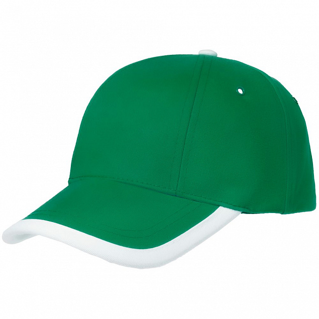 Бейсболка Honor, зеленая с белым кантом с логотипом в Самаре заказать по выгодной цене в кибермаркете AvroraStore