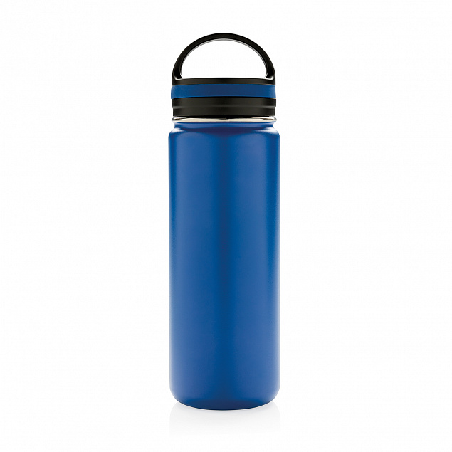 Герметичная вакуумная бутылка с широким горлышком, синяя с логотипом в Самаре заказать по выгодной цене в кибермаркете AvroraStore