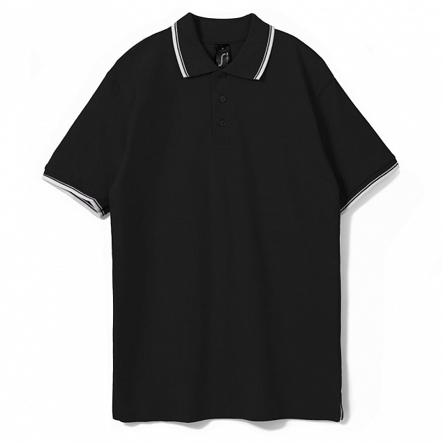 Рубашка поло мужская с контрастной отделкой PRACTICE 270 черная с логотипом в Самаре заказать по выгодной цене в кибермаркете AvroraStore