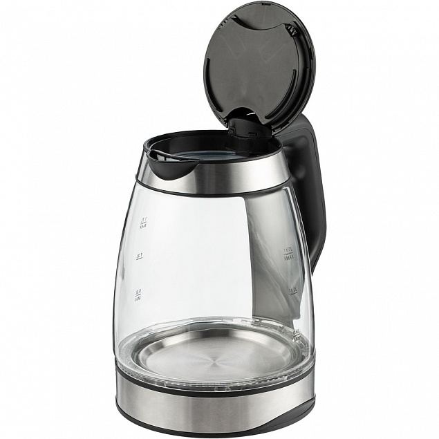 Электрический чайник Lumimore, стеклянный, серебристо-черный с логотипом в Самаре заказать по выгодной цене в кибермаркете AvroraStore