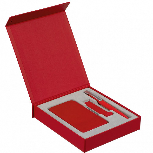 Коробка Latern для аккумулятора 5000 мАч, флешки и ручки, красная с логотипом в Самаре заказать по выгодной цене в кибермаркете AvroraStore