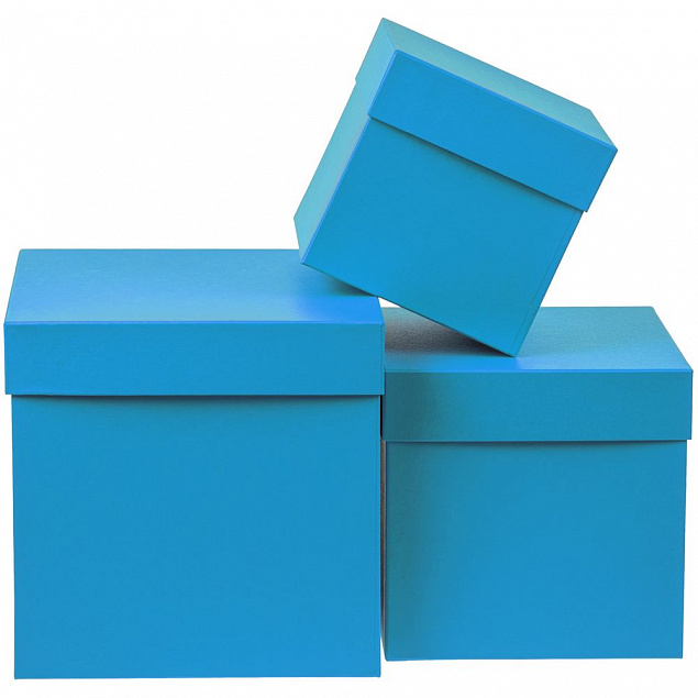 Коробка Cube L, голубая с логотипом в Самаре заказать по выгодной цене в кибермаркете AvroraStore