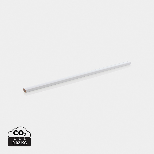 Деревянный карандаш, 25 см, белый с логотипом в Самаре заказать по выгодной цене в кибермаркете AvroraStore