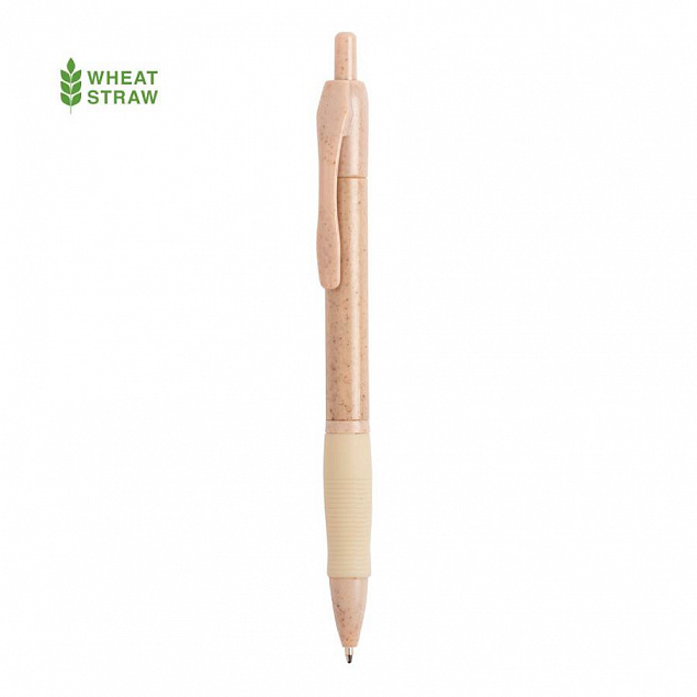 Ручка шариковая ROSDY, пластик с пшеничным волокном, бежевый с логотипом в Самаре заказать по выгодной цене в кибермаркете AvroraStore