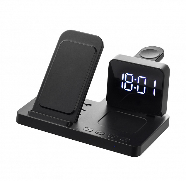 Настольные часы 4в1 с беспроводной зарядкой 15W, Magnum с логотипом в Самаре заказать по выгодной цене в кибермаркете AvroraStore