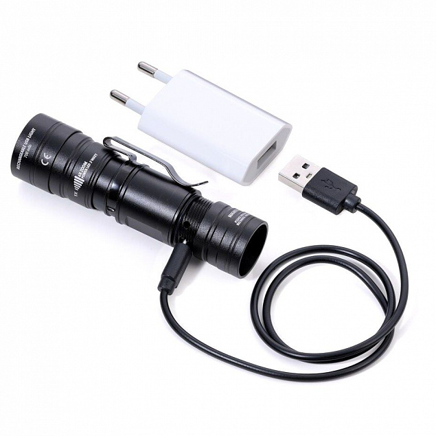 Аккумуляторный фонарь Eco Beam, черный с логотипом в Самаре заказать по выгодной цене в кибермаркете AvroraStore