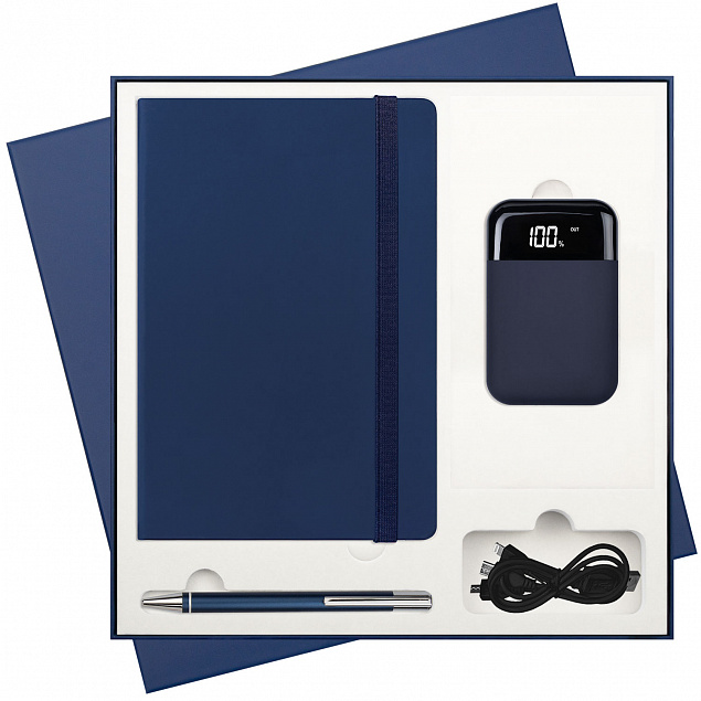 Подарочный набор Portobello/Alpha BtoBook синий (Ежедневник недат А5, Ручка, Power Bank) с логотипом в Самаре заказать по выгодной цене в кибермаркете AvroraStore