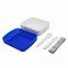 Ланч-бокс Lunch Blue line со столовыми приборами (синий) с логотипом в Самаре заказать по выгодной цене в кибермаркете AvroraStore