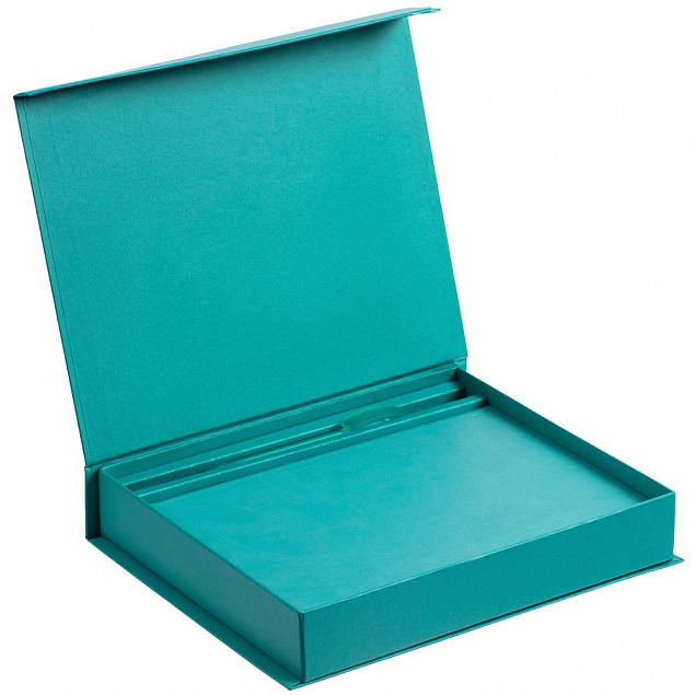 Коробка Duo под ежедневник и ручку, бирюзовая с логотипом в Самаре заказать по выгодной цене в кибермаркете AvroraStore