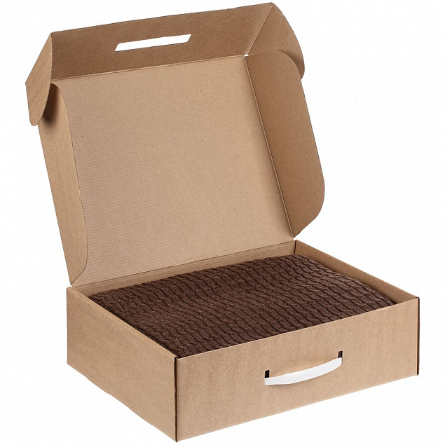 Коробка самосборная Light Case, крафт, с белой ручкой с логотипом в Самаре заказать по выгодной цене в кибермаркете AvroraStore
