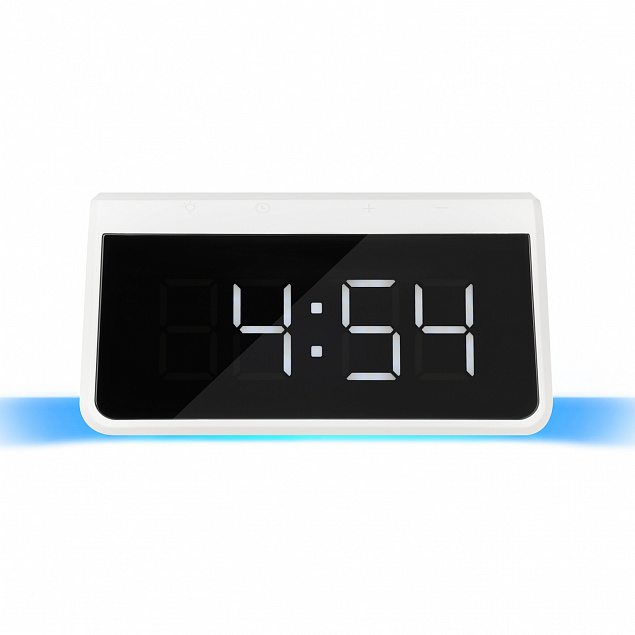 Настольные часы с беспроводной зарядкой 15W, Flame, белый цвет с логотипом в Самаре заказать по выгодной цене в кибермаркете AvroraStore