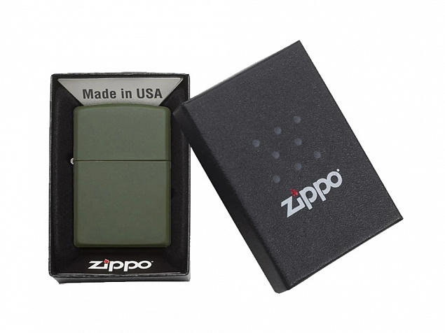 Зажигалка ZIPPO Classic с покрытием Green Matte с логотипом в Самаре заказать по выгодной цене в кибермаркете AvroraStore