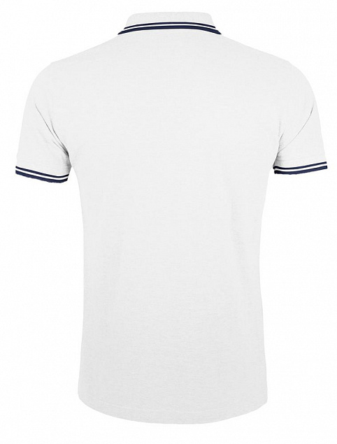 Рубашка поло мужская PASADENA MEN 200 с контрастной отделкой, белая с синим с логотипом в Самаре заказать по выгодной цене в кибермаркете AvroraStore