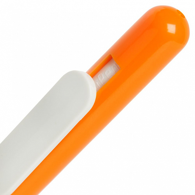 Ручка шариковая Slider, оранжевая с белым с логотипом в Самаре заказать по выгодной цене в кибермаркете AvroraStore