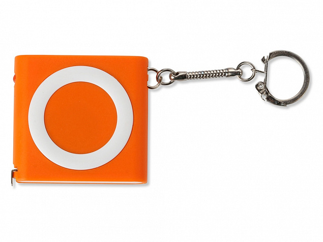 Брелок-рулетка с фонариком, 1 м., оранжевый/белый с логотипом в Самаре заказать по выгодной цене в кибермаркете AvroraStore