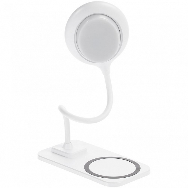 Настольная лампа с беспроводной зарядкой Modicum, белая с логотипом в Самаре заказать по выгодной цене в кибермаркете AvroraStore