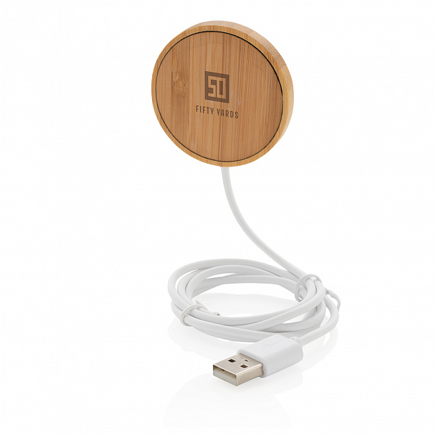 Магнитное устройство для беспроводной зарядки Bamboo, 10 Вт с логотипом в Самаре заказать по выгодной цене в кибермаркете AvroraStore