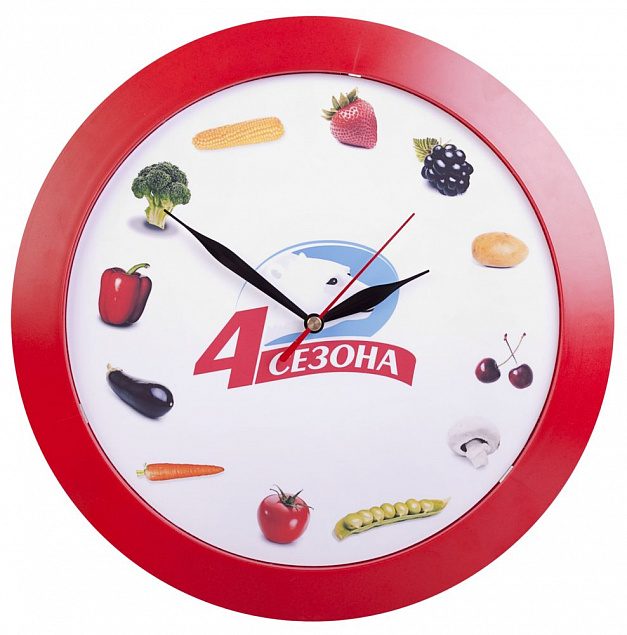 Часы настенные Vivid large, красные с логотипом в Самаре заказать по выгодной цене в кибермаркете AvroraStore