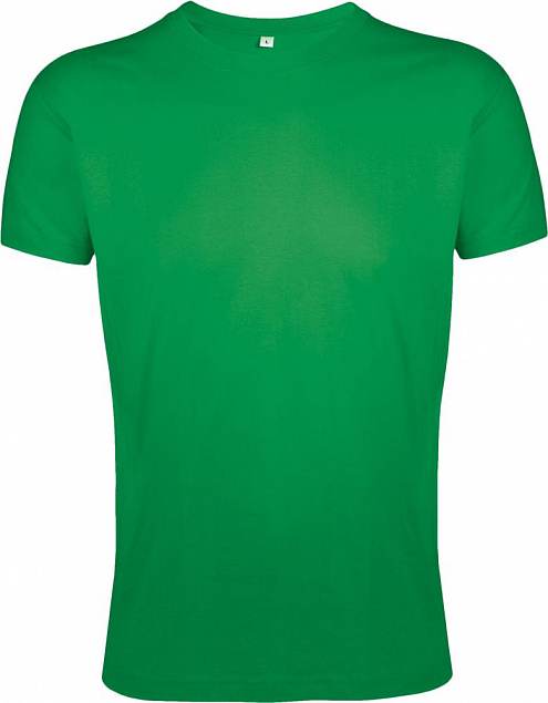 Футболка мужская приталенная REGENT FIT 150, ярко-зеленая с логотипом в Самаре заказать по выгодной цене в кибермаркете AvroraStore