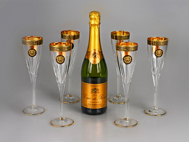 Набор бокалов для шампанского «Сила льва» с логотипом в Самаре заказать по выгодной цене в кибермаркете AvroraStore