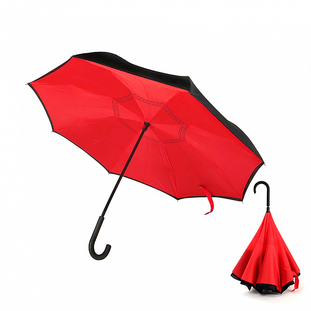 Зонт-трость механический  Chaplin, черно-красный-S с логотипом в Самаре заказать по выгодной цене в кибермаркете AvroraStore