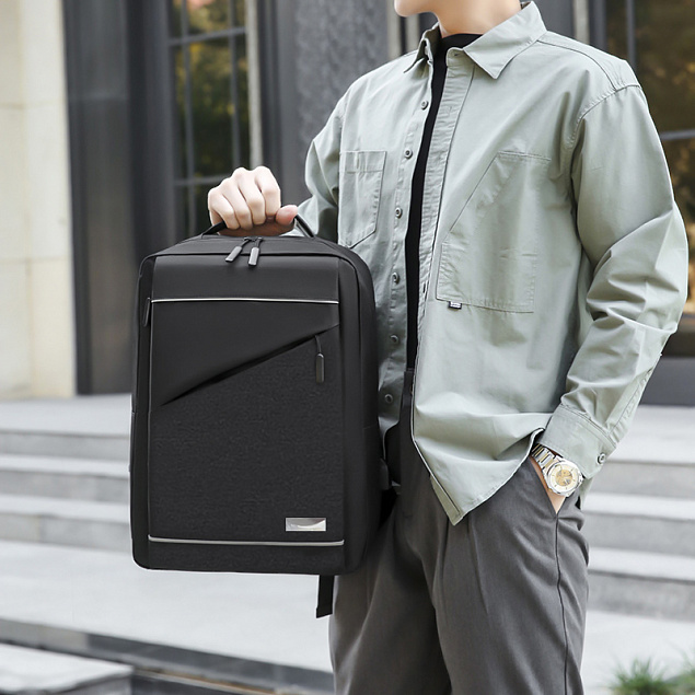 Рюкзак MetriX, чёрный с логотипом в Самаре заказать по выгодной цене в кибермаркете AvroraStore