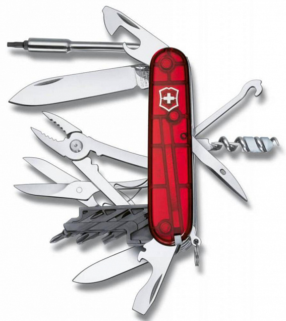 Офицерский нож CyberTool L, прозрачный красный с логотипом в Самаре заказать по выгодной цене в кибермаркете AvroraStore