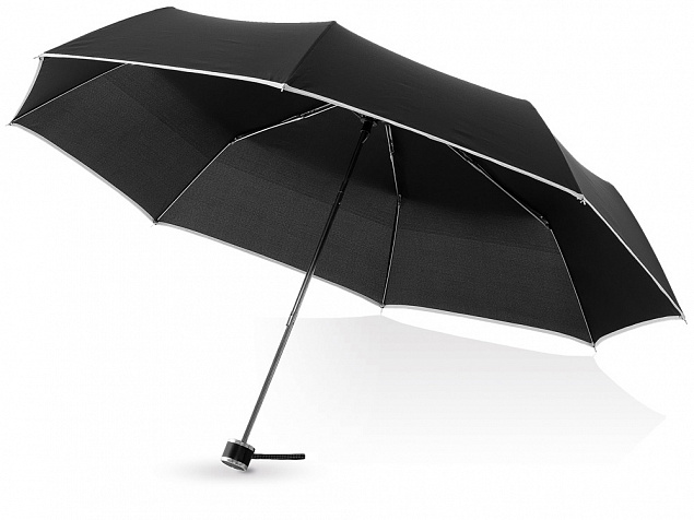 Зонт складной Линц, механический 21, черный с логотипом в Самаре заказать по выгодной цене в кибермаркете AvroraStore