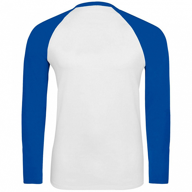 Футболка с длинным рукавом «Дно дна», белая с ярко-синим с логотипом в Самаре заказать по выгодной цене в кибермаркете AvroraStore