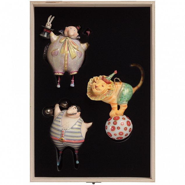 Набор из 3 авторских елочных игрушек Circus Collection: фокусник, силач и лев с логотипом в Самаре заказать по выгодной цене в кибермаркете AvroraStore