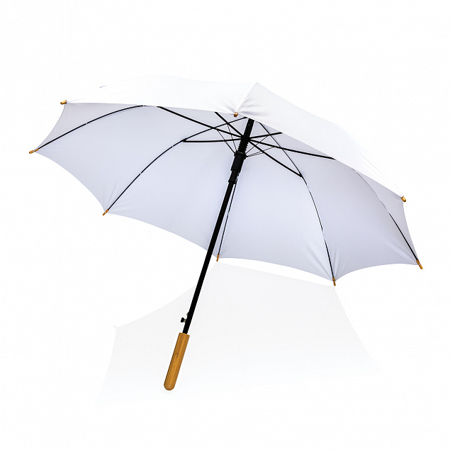 Автоматический зонт-трость с бамбуковой ручкой Impact из RPET AWARE™, 23" с логотипом в Самаре заказать по выгодной цене в кибермаркете AvroraStore
