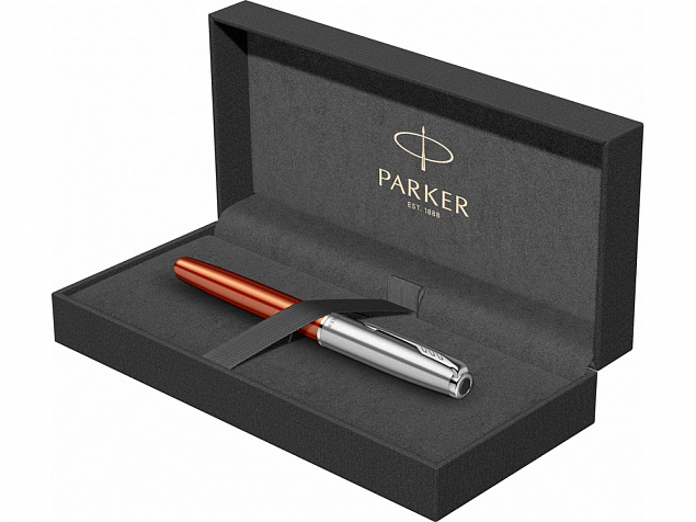 Ручка-роллер Parker «Sonnet Essentials Orange SB Steel CT» с логотипом в Самаре заказать по выгодной цене в кибермаркете AvroraStore