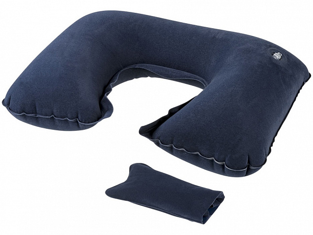 Подушка надувная Detroit, темно-синяя с логотипом в Самаре заказать по выгодной цене в кибермаркете AvroraStore