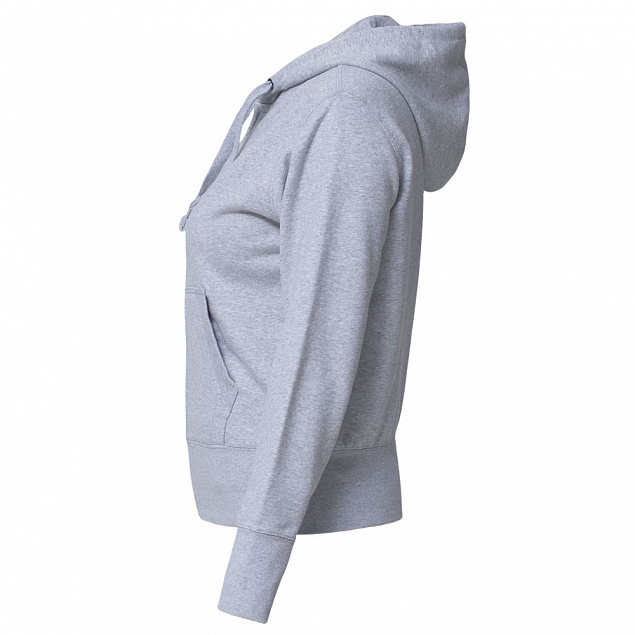 Толстовка женская Hooded Full Zip серый меланж с логотипом в Самаре заказать по выгодной цене в кибермаркете AvroraStore
