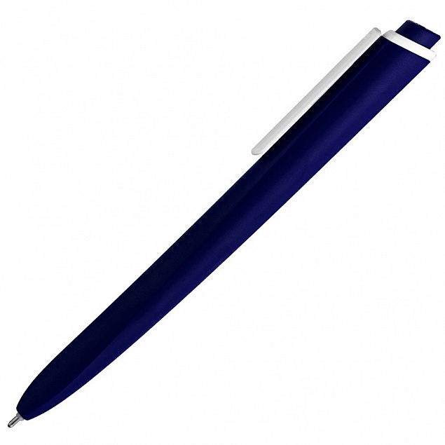 Ручка шариковая Pigra P02 Mat, темно-синяя с белым с логотипом в Самаре заказать по выгодной цене в кибермаркете AvroraStore