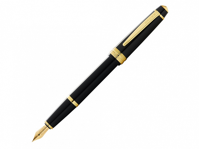 Ручка перьевая Bailey Ligh Polished Black Resin and Gold Tone, перо F с логотипом в Самаре заказать по выгодной цене в кибермаркете AvroraStore