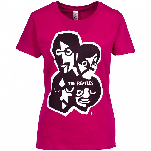 Футболка женская «Меламед. The Beatles», ярко-розовая (фуксия) с логотипом в Самаре заказать по выгодной цене в кибермаркете AvroraStore