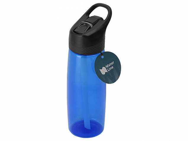 Бутылка c кнопкой Tank, тритан, 680мл Waterline, синий с логотипом в Самаре заказать по выгодной цене в кибермаркете AvroraStore