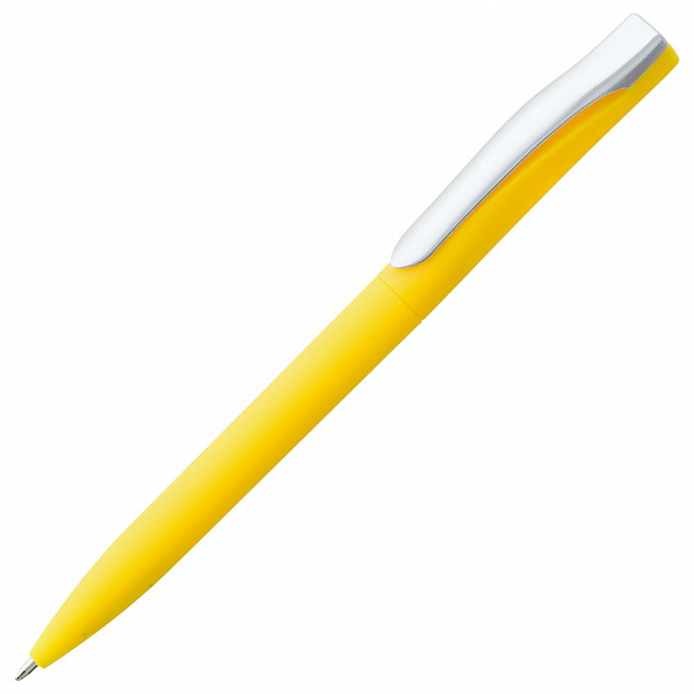 Ручка шариковая Pin Soft Touch, желтая с логотипом в Самаре заказать по выгодной цене в кибермаркете AvroraStore