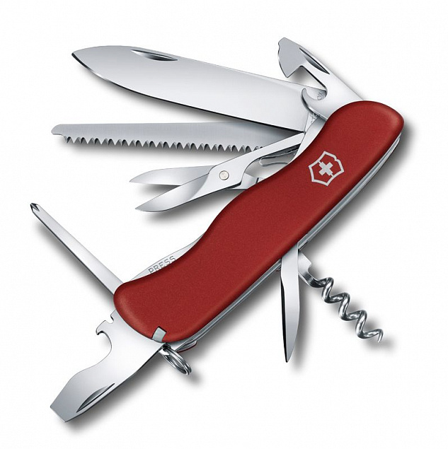 Солдатский нож с фиксатором лезвия OUTRIDER, красный с логотипом в Самаре заказать по выгодной цене в кибермаркете AvroraStore