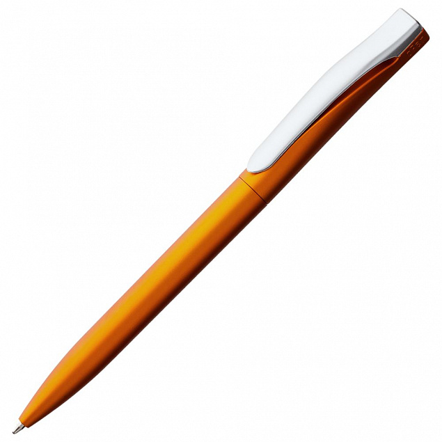 Ручка шариковая Pin Silver, оранжевая с логотипом в Самаре заказать по выгодной цене в кибермаркете AvroraStore