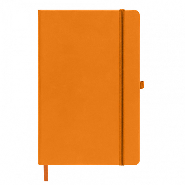 Бизнес-блокнот А5  "Silky", оранжевый,  твердая обложка,  в клетку с логотипом в Самаре заказать по выгодной цене в кибермаркете AvroraStore