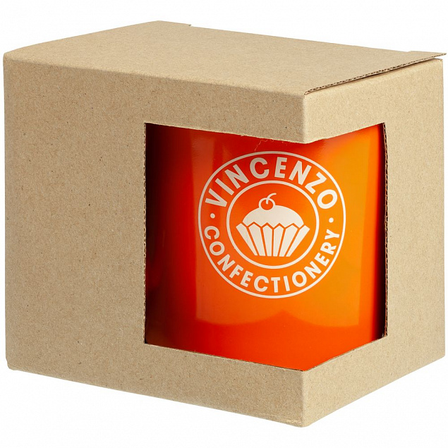 Коробка для кружки с окошком, крафт с логотипом в Самаре заказать по выгодной цене в кибермаркете AvroraStore