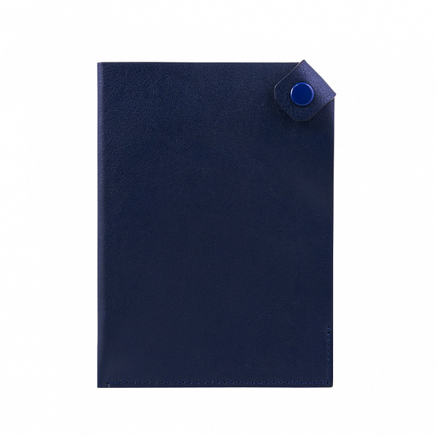 Чехол для паспорта PURE 140*90 мм., застежка на кнопке, натуральная кожа (гладкая), синий с логотипом в Самаре заказать по выгодной цене в кибермаркете AvroraStore